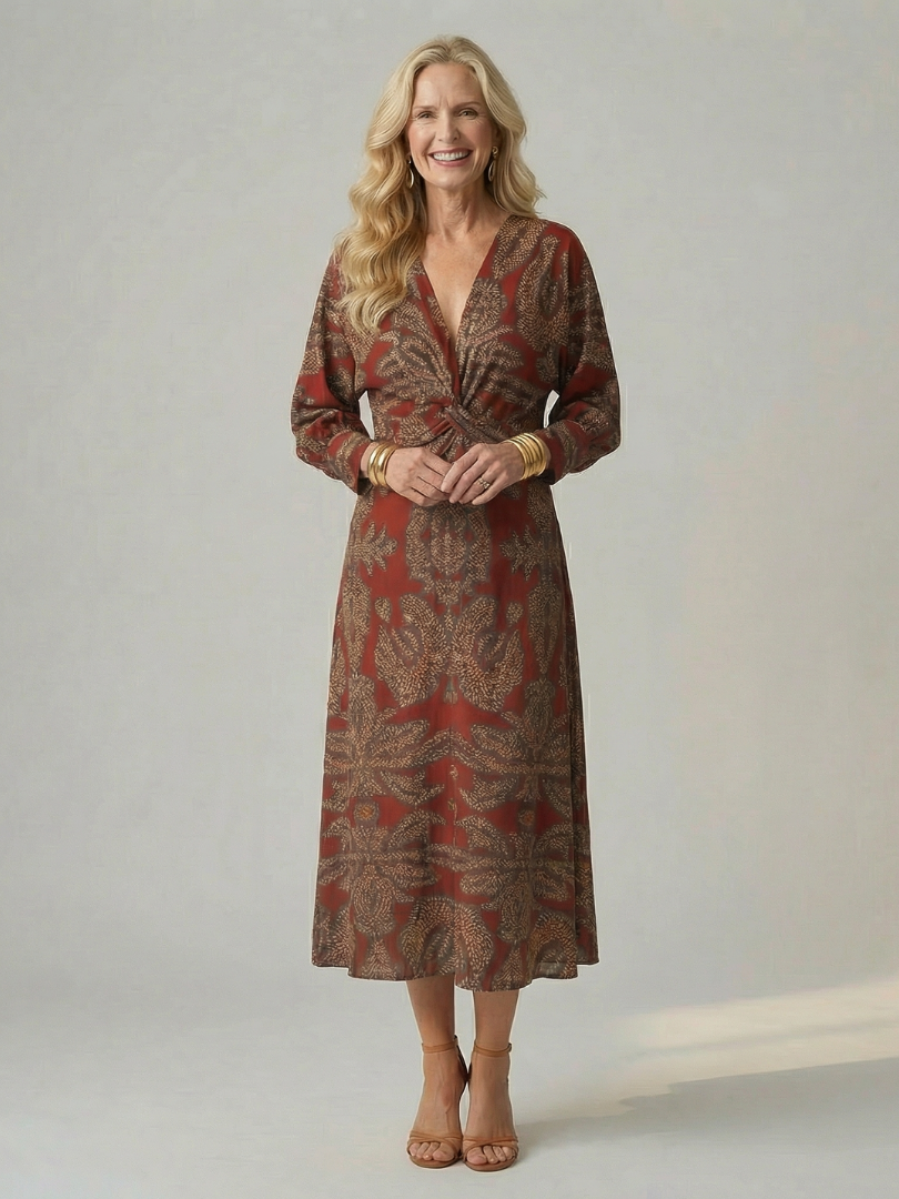 Elegant Wrap Midi Dress Natural Fabric Relaxed Summer Fit