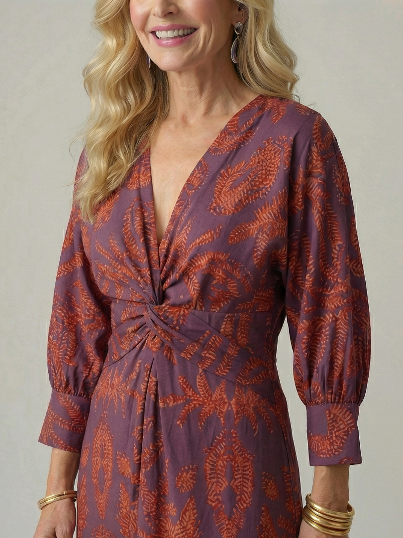 Elegant Wrap Midi Dress Natural Fabric Relaxed Summer Fit