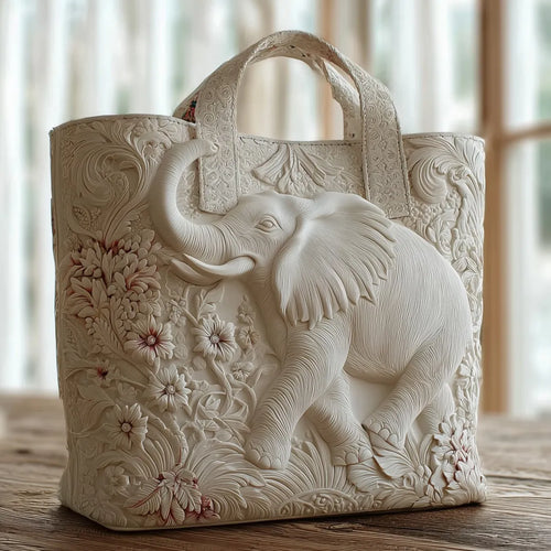 Elegant Handcrafted Elephant Motif Summer Tote Bag