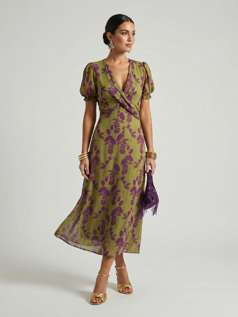 Relaxed Floral Midi Dress Lightweight Summer Fit