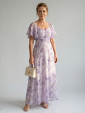 Elegant Flutter Sleeve Midi Dress Lightweight Summer Fit