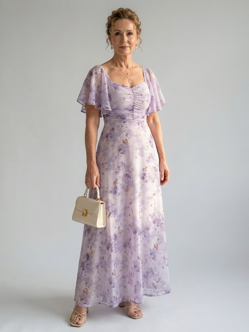 Elegant Flutter Sleeve Midi Dress Lightweight Summer Fit
