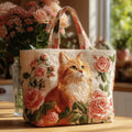 Stylish Handcrafted Floral Cat Shoulder Bag