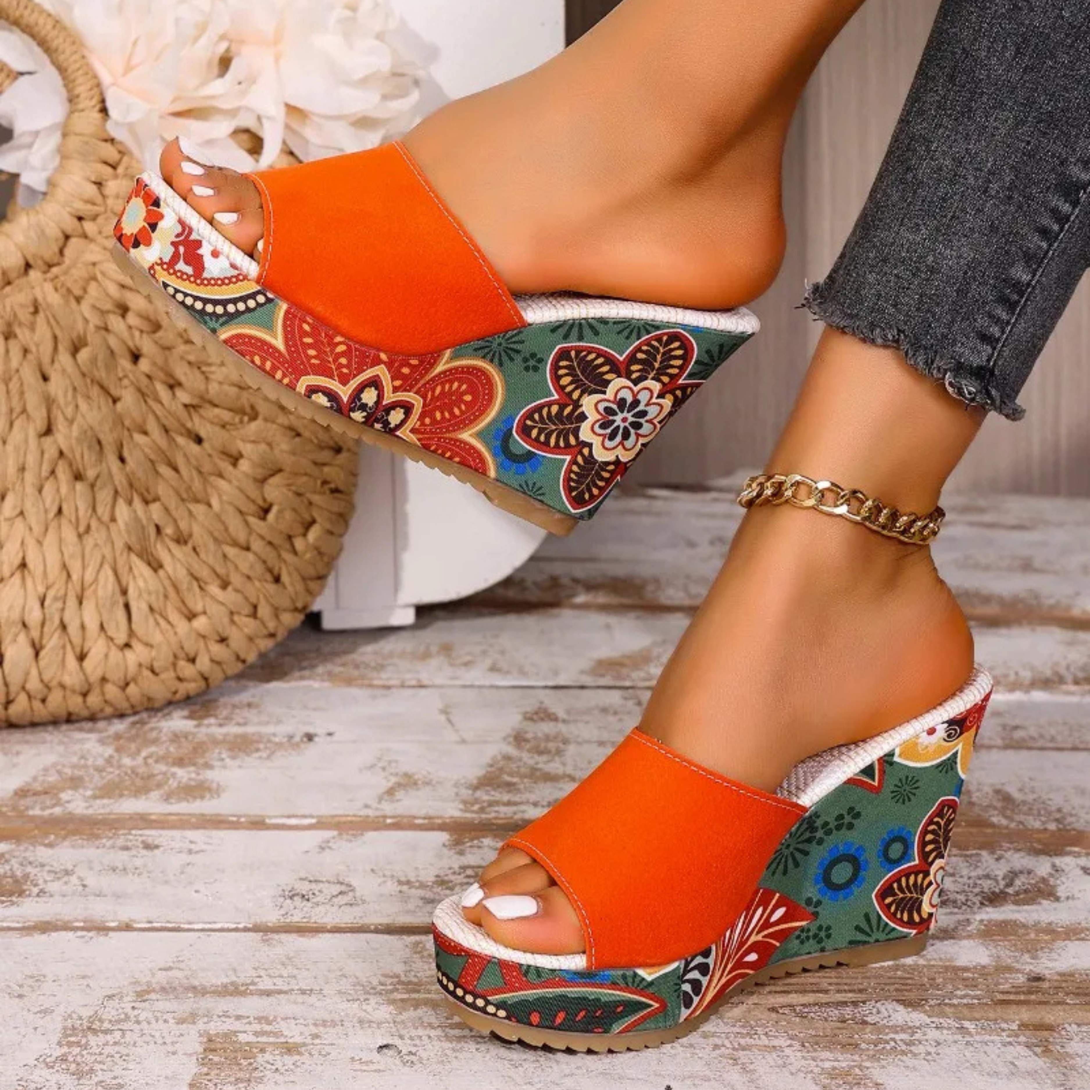 Relaxed Velvet Wedge Sandal Bohemian Summer Fit