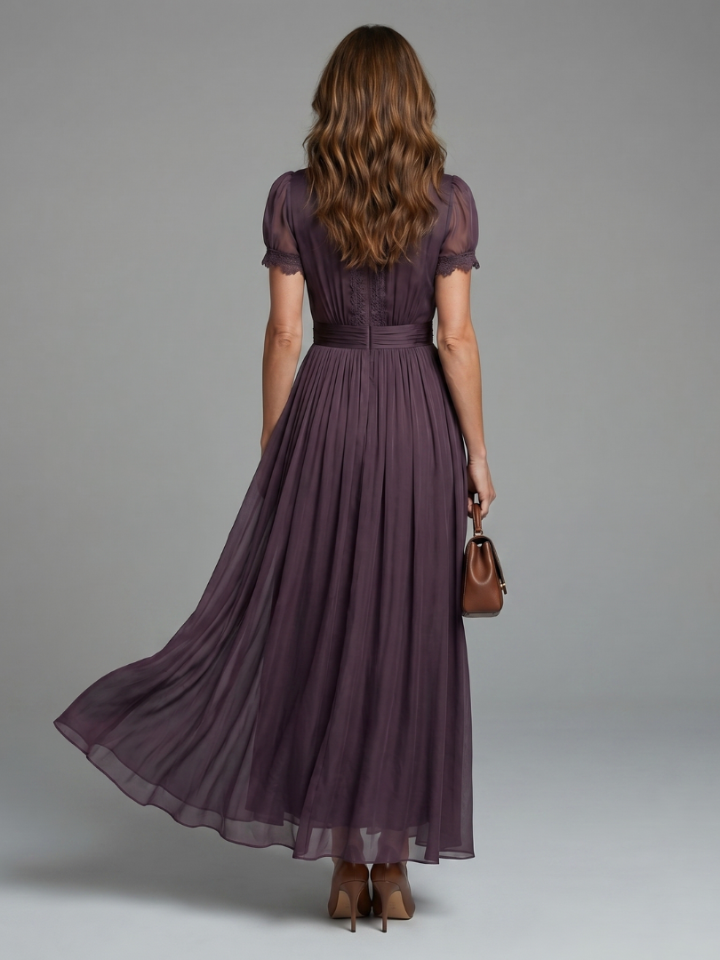 Elegant Ruched Waist Keyhole Maxi Dress Summer