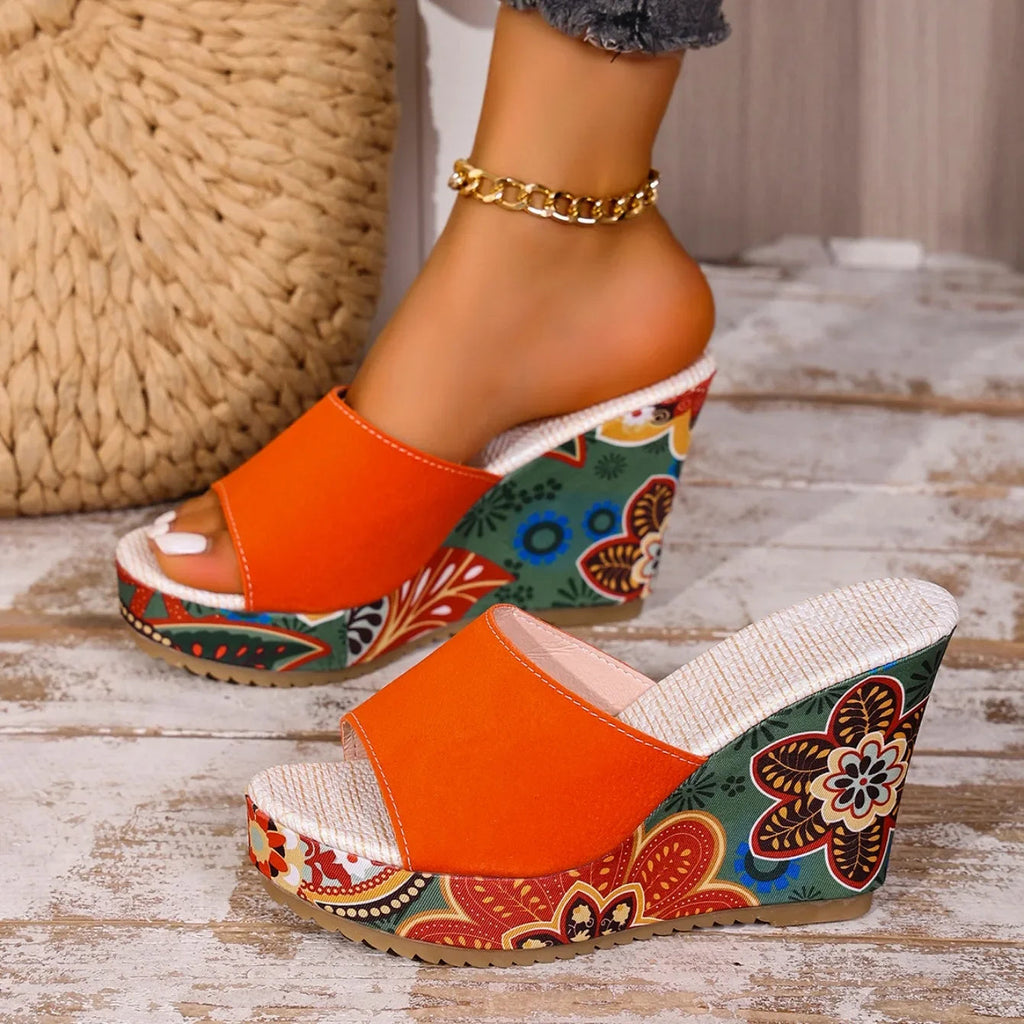 Relaxed Velvet Wedge Sandal Bohemian Summer Fit