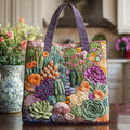 Elegant Handcrafted Succulent Garden Tote Bag