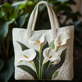 Elegant Handcrafted Quilted Bag with Floral Lily Detail