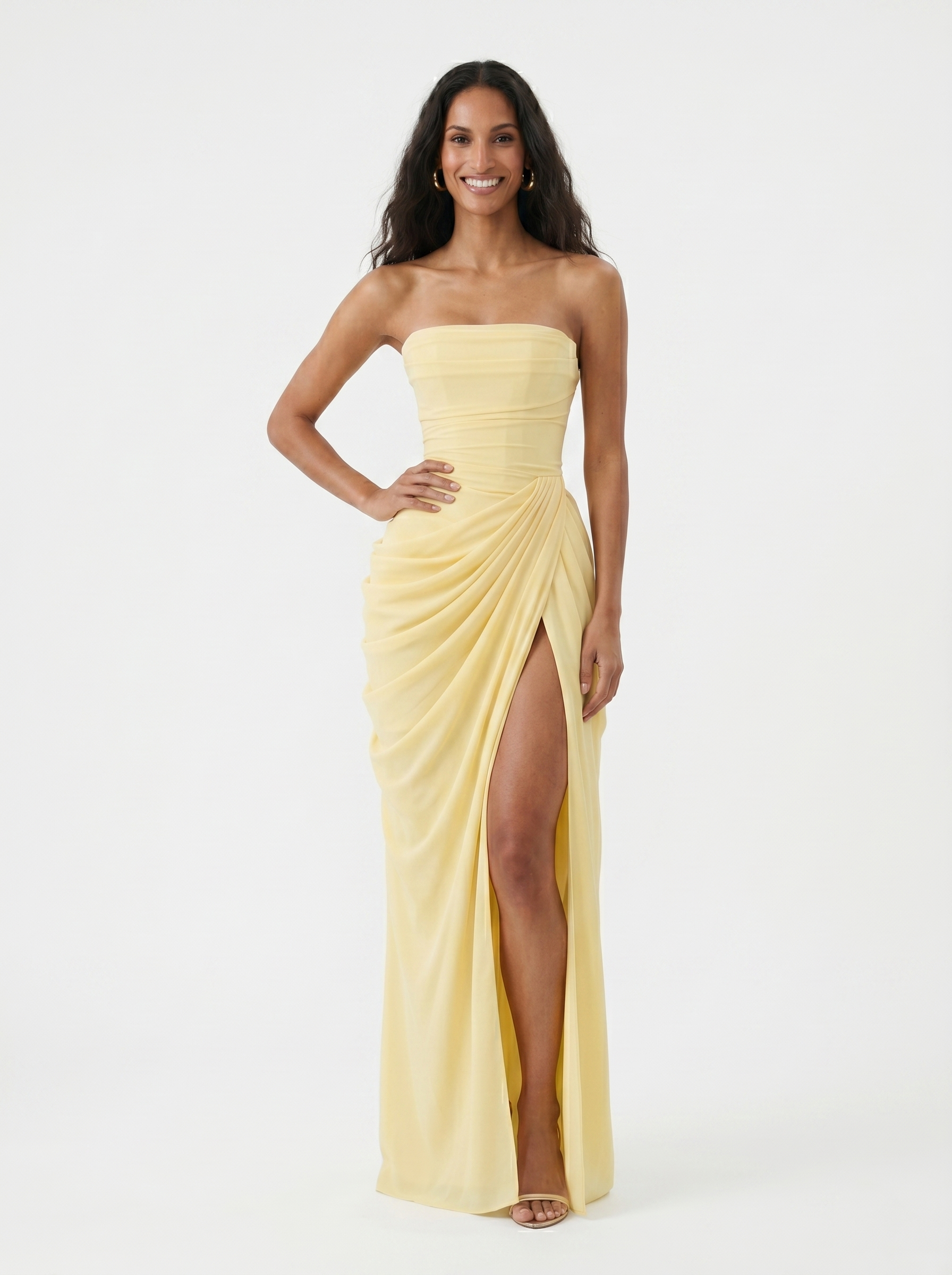 Elegant Flowy Maxi Evening Dress Summer Occasion Wear