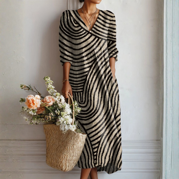 Elegant Vintage-Style Midi Dress for Spring