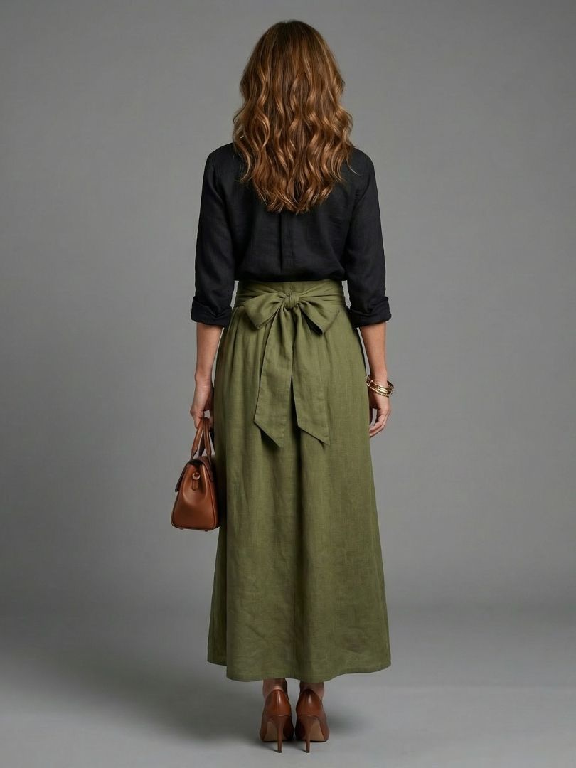 Elegant Two-Piece Midi Skirt Blouse Set