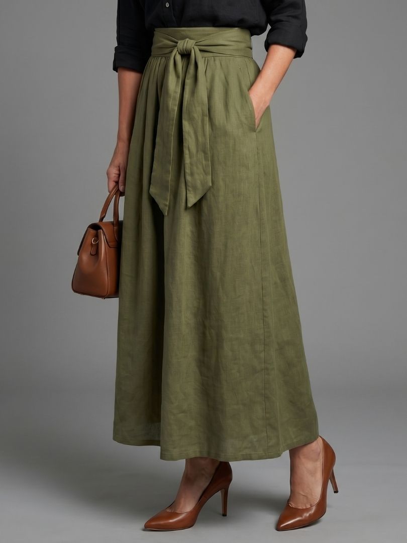 Elegant Two-Piece Midi Skirt Blouse Set