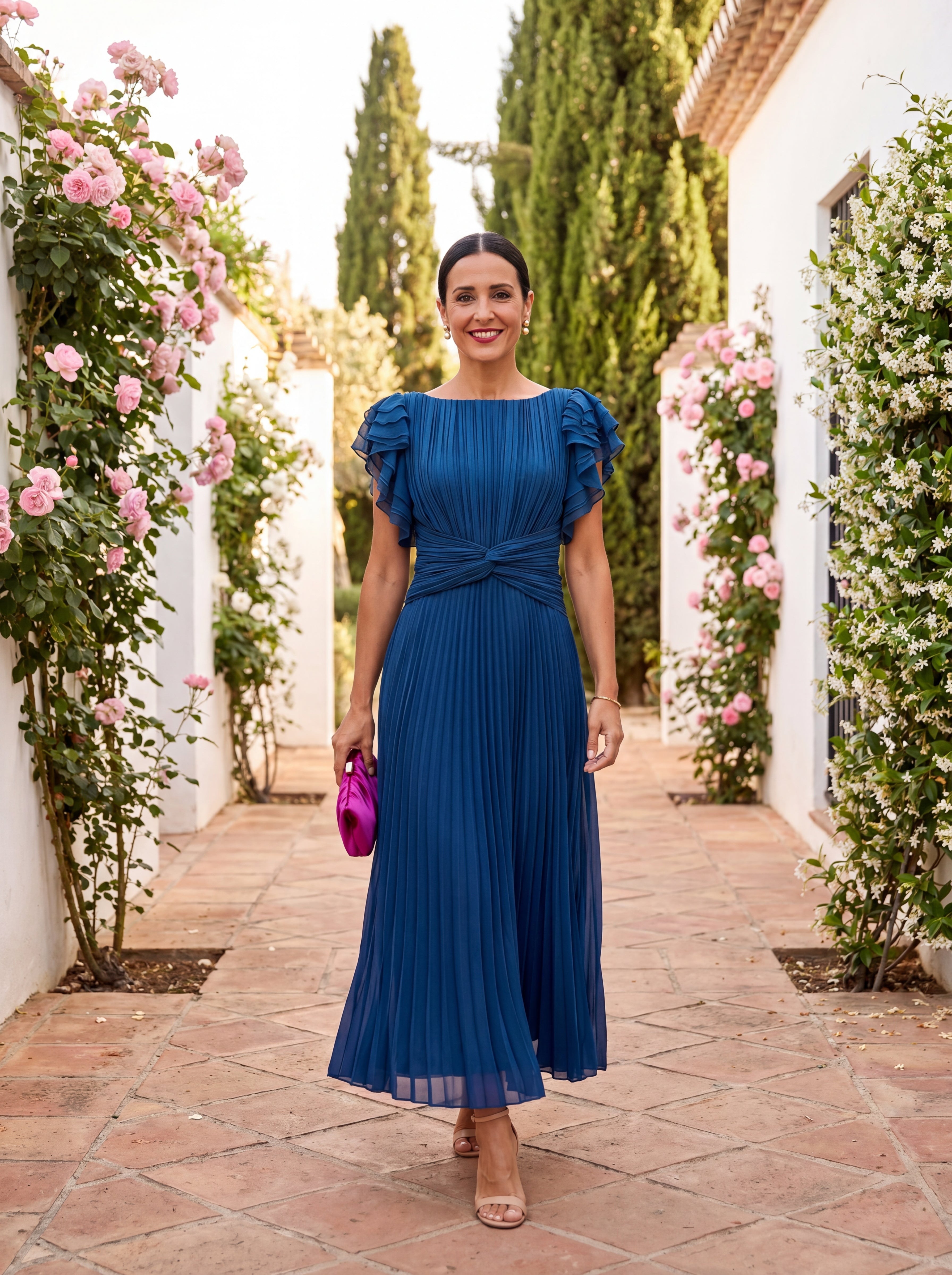 Elegant Flowing Midi Dress Soft Fabric Spring Relaxed Fit