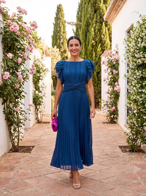 Elegant Flowing Midi Dress Soft Fabric Spring Relaxed Fit