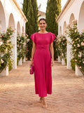 Elegant Flowing Midi Dress Soft Fabric Spring Relaxed Fit