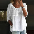 Elegant Floral Embroidered Patchwork Summer Blouse