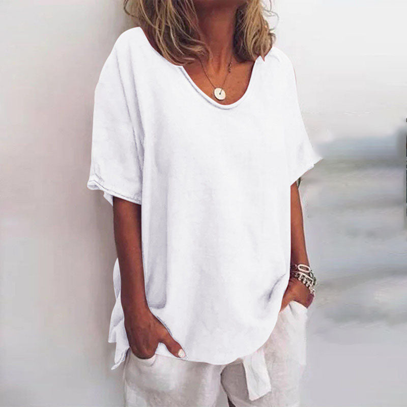Relaxed Linen-Feel Oversized Shirt for Warm Season