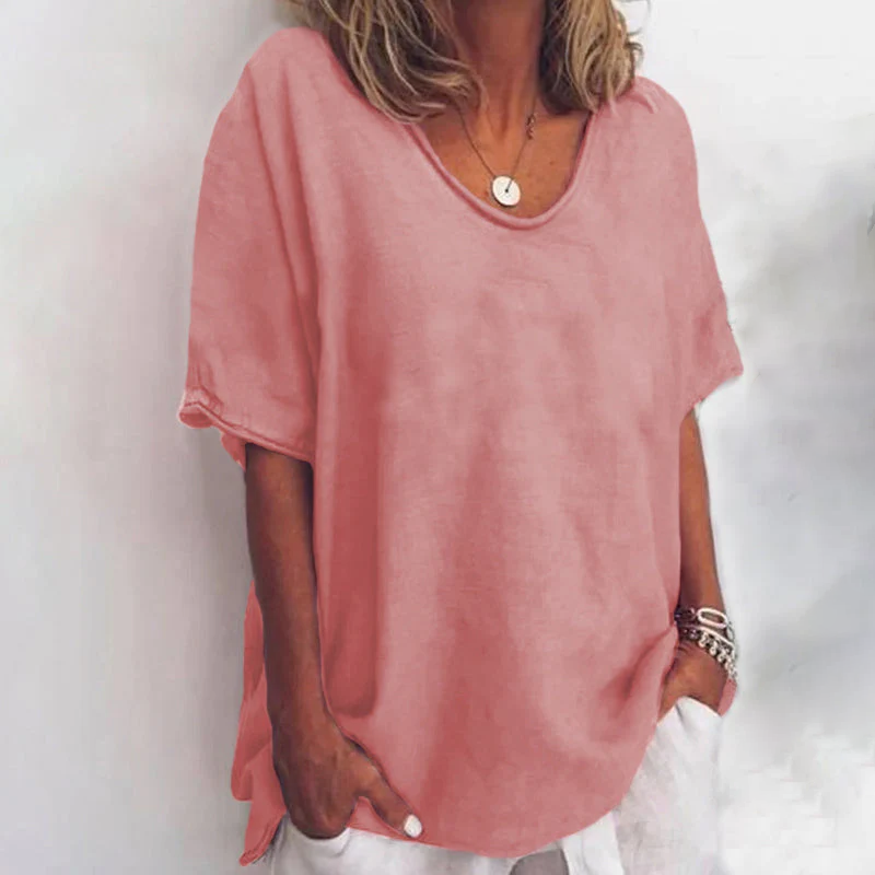 Relaxed Linen-Feel Oversized Shirt for Warm Season