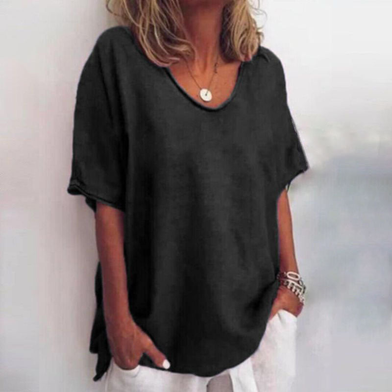 Relaxed Linen-Feel Oversized Shirt for Warm Season