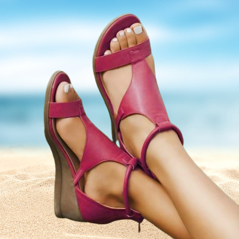 Elegant Leather Orthopedic Sandal with Heel Support